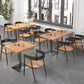 Industrial Pine Wood Dining Table Square Table in Nature with Metal Pedestal Clearhalo ' dining_table' 'Dining Tables & Seating' 'Dining Tables' 'furn' 'furn_dining_table' 'Furniture' 'furniture_dining_table' 'Kitchen & Dining Furniture' 'kitchen&dining_furn' 'kitchen' 'kitchen_dining_table' 3864609