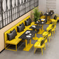 Industrial Style Sintered Stone Dinner Room Kitchen Table Black Top Table with Yellow Frame Clearhalo ' dining_table' 'Dining Tables & Seating' 'Dining Tables' 'furn' 'furn_dining_table' 'Furniture' 'furniture_dining_table' 'Kitchen & Dining Furniture' 'kitchen&dining_furn' 'kitchen' 'kitchen_dining_table' 3864645