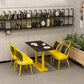 Industrial Style Sintered Stone Dinner Room Kitchen Table Black Top Table with Yellow Frame Clearhalo ' dining_table' 'Dining Tables & Seating' 'Dining Tables' 'furn' 'furn_dining_table' 'Furniture' 'furniture_dining_table' 'Kitchen & Dining Furniture' 'kitchen&dining_furn' 'kitchen' 'kitchen_dining_table' 3864646