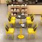 Industrial Style Sintered Stone Dinner Room Kitchen Table Black Top Table with Yellow Frame Clearhalo ' dining_table' 'Dining Tables & Seating' 'Dining Tables' 'furn' 'furn_dining_table' 'Furniture' 'furniture_dining_table' 'Kitchen & Dining Furniture' 'kitchen&dining_furn' 'kitchen' 'kitchen_dining_table' 3864647