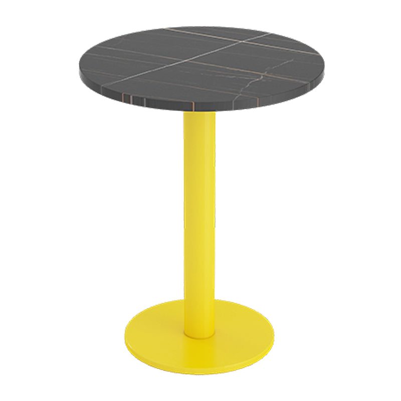 Industrial Style Sintered Stone Dinner Room Kitchen Table Black Top Table with Yellow Frame Round Without Chairs Clearhalo ' dining_table' 'Dining Tables & Seating' 'Dining Tables' 'furn' 'furn_dining_table' 'Furniture' 'furniture_dining_table' 'Kitchen & Dining Furniture' 'kitchen&dining_furn' 'kitchen' 'kitchen_dining_table' 3864649