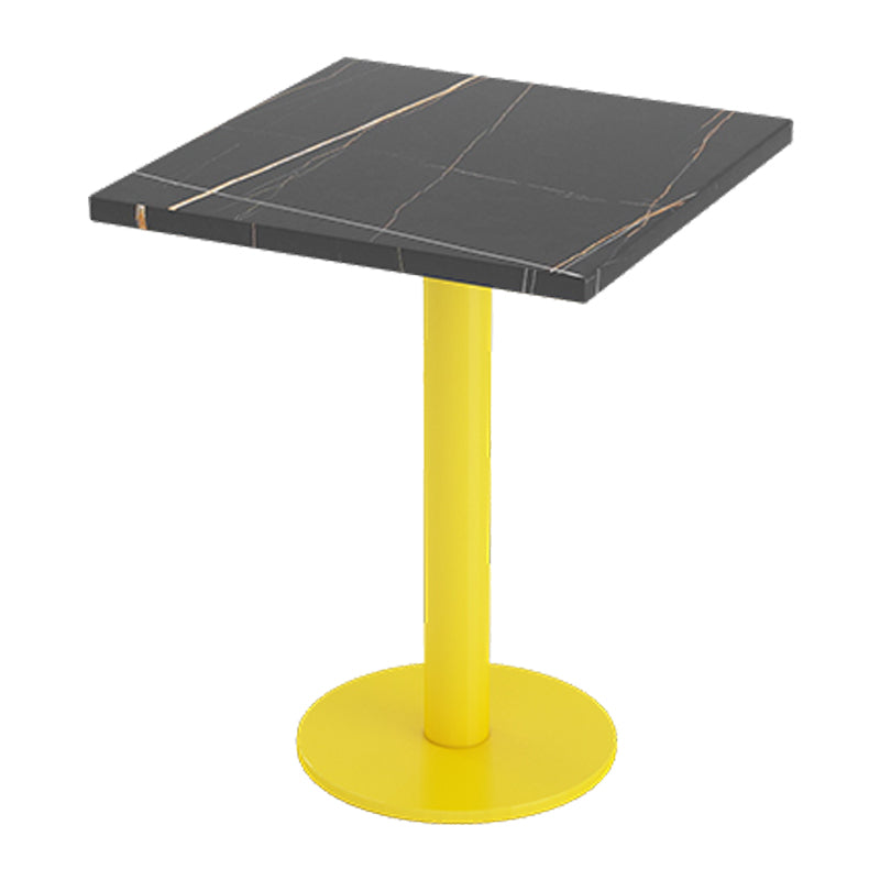 Industrial Style Sintered Stone Dinner Room Kitchen Table Black Top Table with Yellow Frame Square Without Chairs Clearhalo ' dining_table' 'Dining Tables & Seating' 'Dining Tables' 'furn' 'furn_dining_table' 'Furniture' 'furniture_dining_table' 'Kitchen & Dining Furniture' 'kitchen&dining_furn' 'kitchen' 'kitchen_dining_table' 3864650