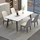 Rectangle Industrial Sintered Stone Dining Table 4 Legs Base Table for Home White Gold Without Chairs Clearhalo ' dining_table' 'Dining Tables & Seating' 'Dining Tables' 'furn' 'furn_dining_table' 'Furniture' 'furniture_dining_table' 'Kitchen & Dining Furniture' 'kitchen&dining_furn' 'kitchen' 'kitchen_dining_table' 3864655