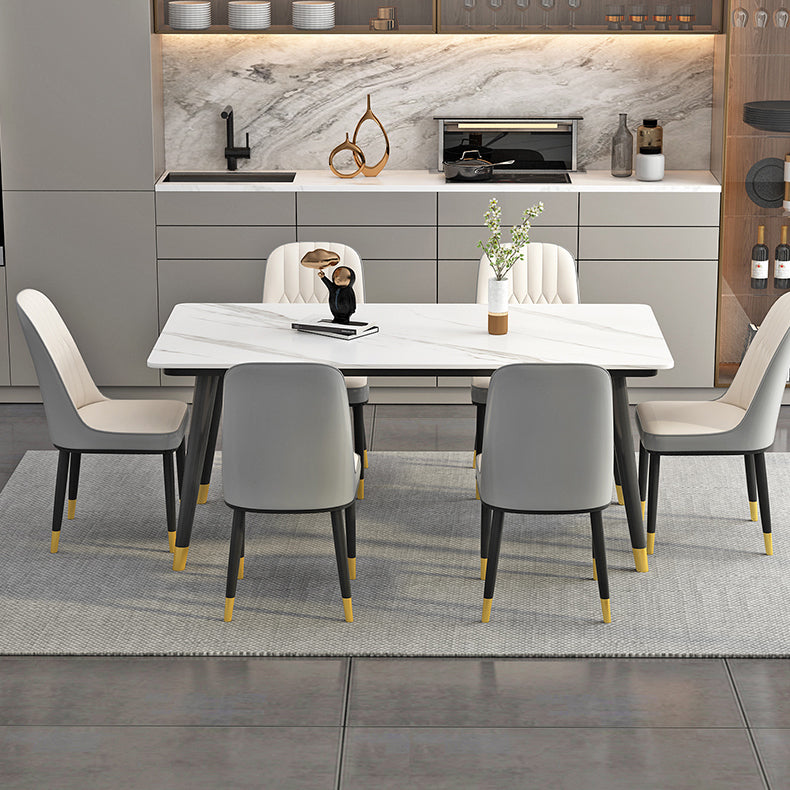 Rectangle Industrial Sintered Stone Dining Table 4 Legs Base Table for Home Clearhalo ' dining_table' 'Dining Tables & Seating' 'Dining Tables' 'furn' 'furn_dining_table' 'Furniture' 'furniture_dining_table' 'Kitchen & Dining Furniture' 'kitchen&dining_furn' 'kitchen' 'kitchen_dining_table' 3864656
