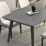 Rectangle Industrial Sintered Stone Dining Table 4 Legs Base Table for Home Clearhalo ' dining_table' 'Dining Tables & Seating' 'Dining Tables' 'furn' 'furn_dining_table' 'Furniture' 'furniture_dining_table' 'Kitchen & Dining Furniture' 'kitchen&dining_furn' 'kitchen' 'kitchen_dining_table' 3864660
