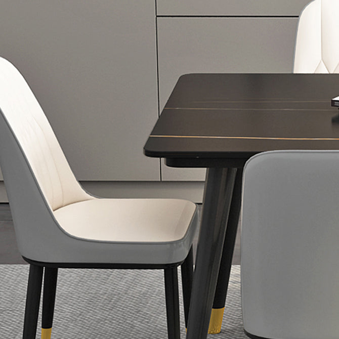 Rectangle Industrial Sintered Stone Dining Table 4 Legs Base Table for Home Clearhalo ' dining_table' 'Dining Tables & Seating' 'Dining Tables' 'furn' 'furn_dining_table' 'Furniture' 'furniture_dining_table' 'Kitchen & Dining Furniture' 'kitchen&dining_furn' 'kitchen' 'kitchen_dining_table' 3864661