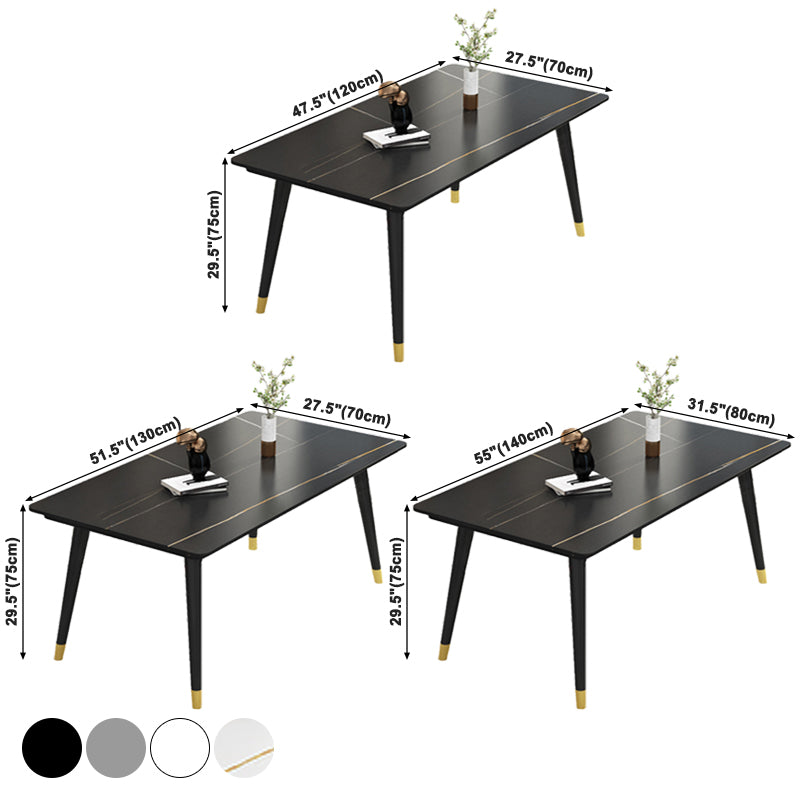 Rectangle Industrial Sintered Stone Dining Table 4 Legs Base Table for Home Clearhalo ' dining_table' 'Dining Tables & Seating' 'Dining Tables' 'furn' 'furn_dining_table' 'Furniture' 'furniture_dining_table' 'Kitchen & Dining Furniture' 'kitchen&dining_furn' 'kitchen' 'kitchen_dining_table' 3864662