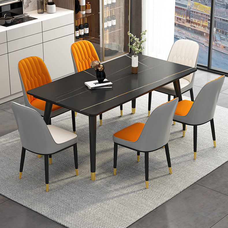 Rectangle Industrial Sintered Stone Dining Table 4 Legs Base Table for Home Clearhalo ' dining_table' 'Dining Tables & Seating' 'Dining Tables' 'furn' 'furn_dining_table' 'Furniture' 'furniture_dining_table' 'Kitchen & Dining Furniture' 'kitchen&dining_furn' 'kitchen' 'kitchen_dining_table' 3864663