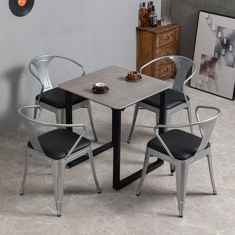 Industrial Style Grey Sintered Stone Dining Table Metallic Base Rectangle and Square Table for Home Clearhalo ' dining_table' 'Dining Tables & Seating' 'Dining Tables' 'furn' 'furn_dining_table' 'Furniture' 'furniture_dining_table' 'Kitchen & Dining Furniture' 'kitchen&dining_furn' 'kitchen' 'kitchen_dining_table' 3864675