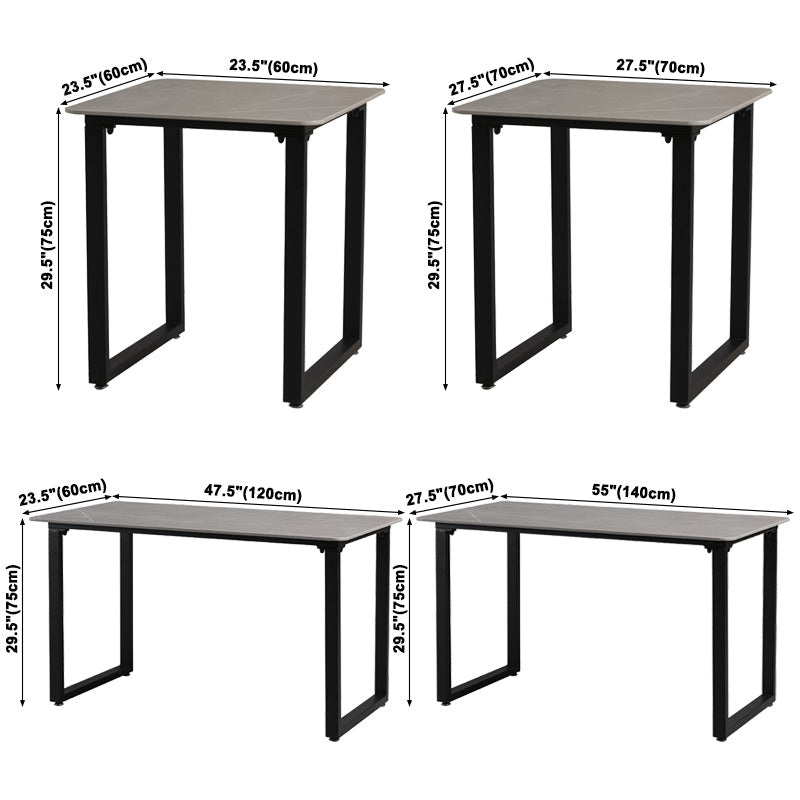 Industrial Style Grey Sintered Stone Dining Table Metallic Base Rectangle and Square Table for Home Clearhalo ' dining_table' 'Dining Tables & Seating' 'Dining Tables' 'furn' 'furn_dining_table' 'Furniture' 'furniture_dining_table' 'Kitchen & Dining Furniture' 'kitchen&dining_furn' 'kitchen' 'kitchen_dining_table' 3864683