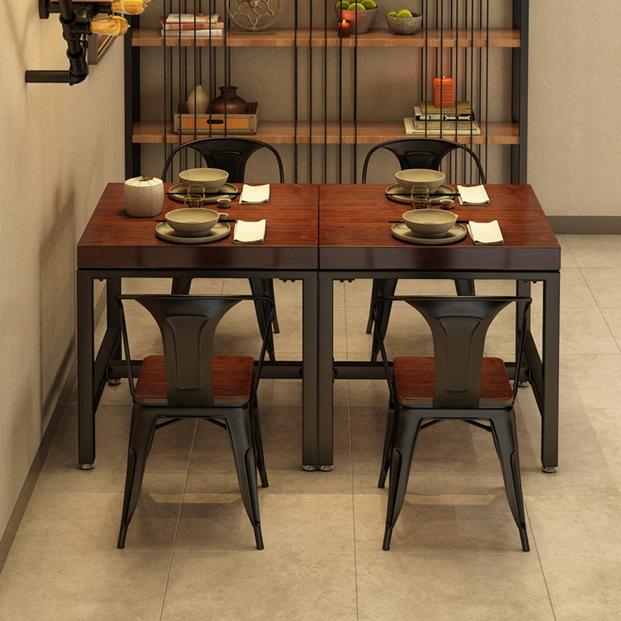 Square Solid Wooden Table Industrial Dining Table with Metal Trestle Base Clearhalo ' dining_table' 'Dining Tables & Seating' 'Dining Tables' 'furn' 'furn_dining_table' 'Furniture' 'furniture_dining_table' 'Kitchen & Dining Furniture' 'kitchen&dining_furn' 'kitchen' 'kitchen_dining_table' 3864702