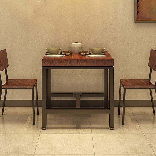 Square Solid Wooden Table Industrial Dining Table with Metal Trestle Base Clearhalo ' dining_table' 'Dining Tables & Seating' 'Dining Tables' 'furn' 'furn_dining_table' 'Furniture' 'furniture_dining_table' 'Kitchen & Dining Furniture' 'kitchen&dining_furn' 'kitchen' 'kitchen_dining_table' 3864708
