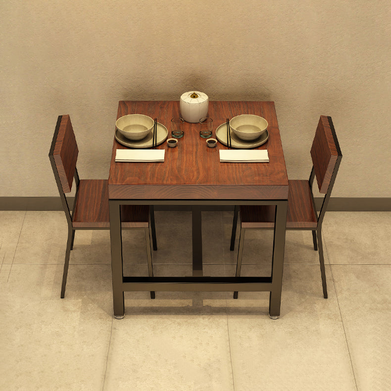 Square Solid Wooden Table Industrial Dining Table with Metal Trestle Base Clearhalo ' dining_table' 'Dining Tables & Seating' 'Dining Tables' 'furn' 'furn_dining_table' 'Furniture' 'furniture_dining_table' 'Kitchen & Dining Furniture' 'kitchen&dining_furn' 'kitchen' 'kitchen_dining_table' 3864709