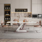 Metal Traditional Luxury Rectangle Table Sintered Stone Table with Pedestal Clearhalo ' dining_table' 'Dining Tables & Seating' 'Dining Tables' 'furn' 'furn_dining_table' 'Furniture' 'furniture_dining_table' 'Kitchen & Dining Furniture' 'kitchen&dining_furn' 'kitchen' 'kitchen_dining_table' 3864711