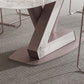 Metal Traditional Luxury Rectangle Table Sintered Stone Table with Pedestal Clearhalo ' dining_table' 'Dining Tables & Seating' 'Dining Tables' 'furn' 'furn_dining_table' 'Furniture' 'furniture_dining_table' 'Kitchen & Dining Furniture' 'kitchen&dining_furn' 'kitchen' 'kitchen_dining_table' 3864716