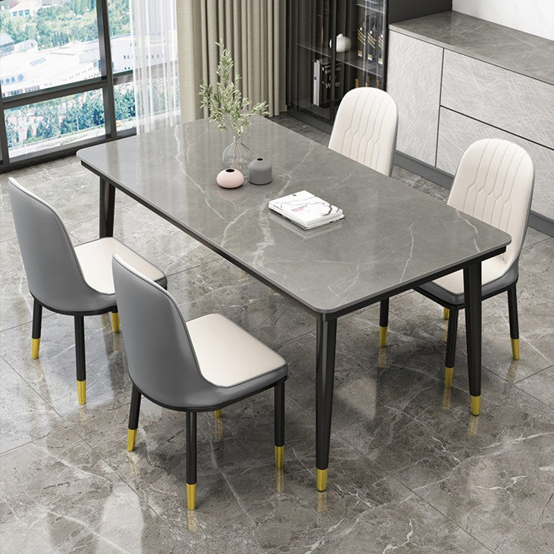 Simple Sintered Stone Top Dining Table Rectangle Shape Standard Dining Table for Kitchen Gray Without Chairs Clearhalo ' dining_table' 'Dining Tables & Seating' 'Dining Tables' 'furn' 'furn_dining_table' 'Furniture' 'furniture_dining_table' 'Kitchen & Dining Furniture' 'kitchen&dining_furn' 'kitchen' 'kitchen_dining_table' 3864721