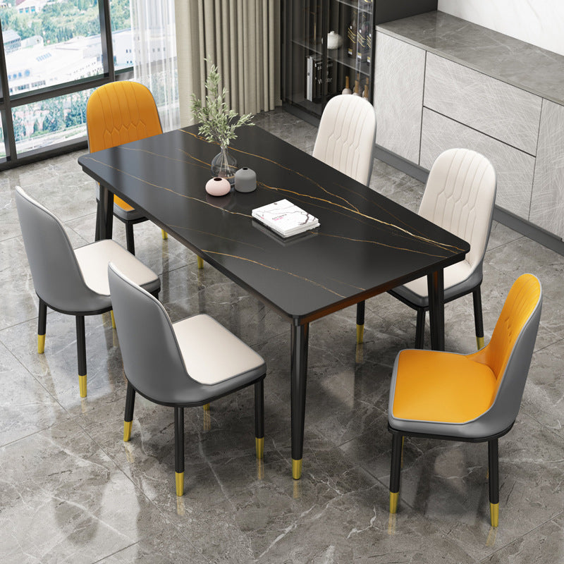Simple Sintered Stone Top Dining Table Rectangle Shape Standard Dining Table for Kitchen Black Without Chairs Clearhalo ' dining_table' 'Dining Tables & Seating' 'Dining Tables' 'furn' 'furn_dining_table' 'Furniture' 'furniture_dining_table' 'Kitchen & Dining Furniture' 'kitchen&dining_furn' 'kitchen' 'kitchen_dining_table' 3864722