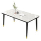Simple Sintered Stone Top Dining Table Rectangle Shape Standard Dining Table for Kitchen White Gold Without Chairs Clearhalo ' dining_table' 'Dining Tables & Seating' 'Dining Tables' 'furn' 'furn_dining_table' 'Furniture' 'furniture_dining_table' 'Kitchen & Dining Furniture' 'kitchen&dining_furn' 'kitchen' 'kitchen_dining_table' 3864725
