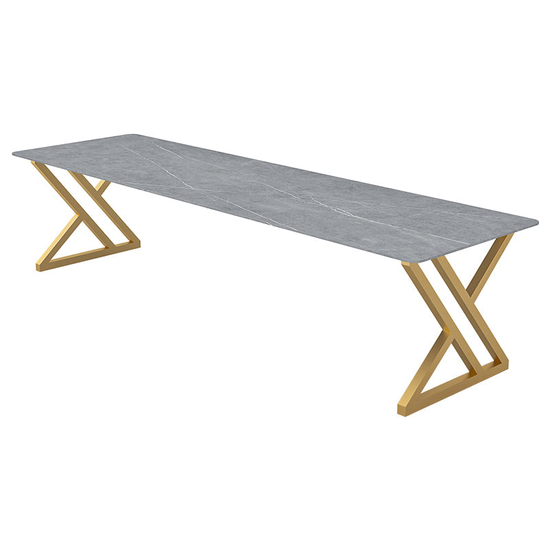 Rectangle Dinette Table Industrial Stone Dinner Room Kitchen Table for Indoor Gold Without Chairs Clearhalo ' dining_table' 'Dining Tables & Seating' 'Dining Tables' 'furn' 'furn_dining_table' 'Furniture' 'furniture_dining_table' 'Kitchen & Dining Furniture' 'kitchen&dining_furn' 'kitchen' 'kitchen_dining_table' 3864751