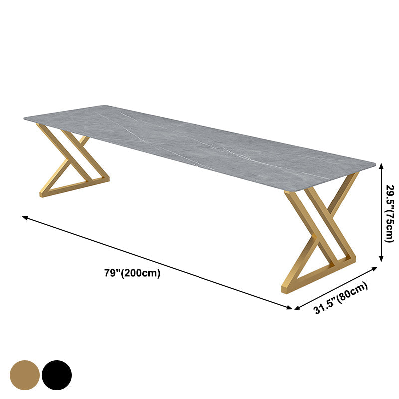 Rectangle Dinette Table Industrial Stone Dinner Room Kitchen Table for Indoor Clearhalo ' dining_table' 'Dining Tables & Seating' 'Dining Tables' 'furn' 'furn_dining_table' 'Furniture' 'furniture_dining_table' 'Kitchen & Dining Furniture' 'kitchen&dining_furn' 'kitchen' 'kitchen_dining_table' 3864757