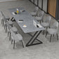 Rectangle Dinette Table Industrial Stone Dinner Room Kitchen Table for Indoor Clearhalo ' dining_table' 'Dining Tables & Seating' 'Dining Tables' 'furn' 'furn_dining_table' 'Furniture' 'furniture_dining_table' 'Kitchen & Dining Furniture' 'kitchen&dining_furn' 'kitchen' 'kitchen_dining_table' 3864758