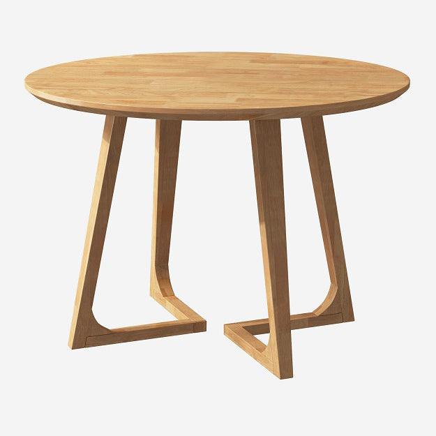 Round Double Pedestal Modern Dining Table Wood Color Fixed Table of Solid Wood Natural Without Chairs Clearhalo ' dining_table' 'Dining Tables & Seating' 'Dining Tables' 'furn' 'furn_dining_table' 'Furniture' 'furniture_dining_table' 'Kitchen & Dining Furniture' 'kitchen&dining_furn' 'kitchen' 'kitchen_dining_table' 3864763