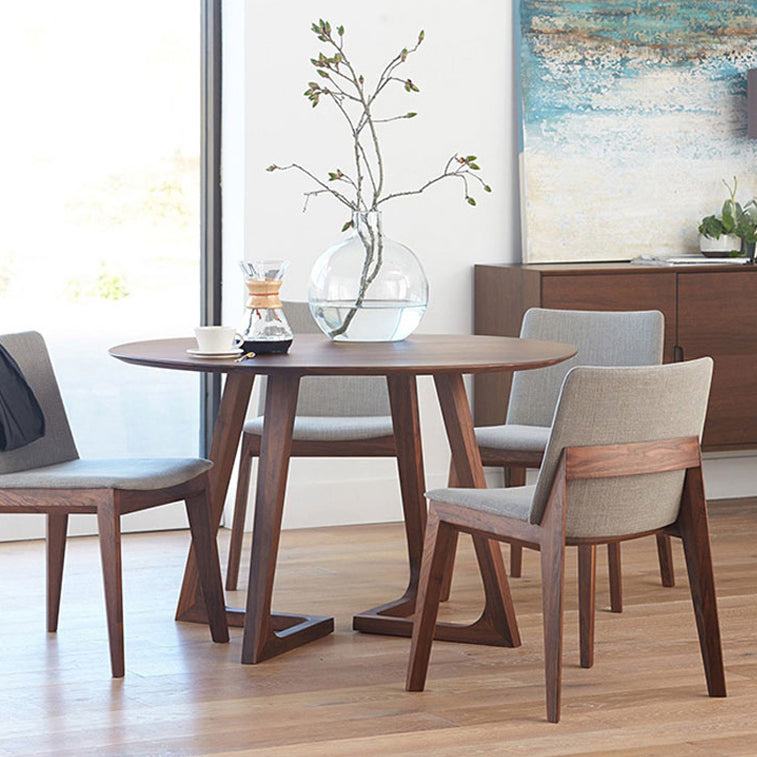 Round Double Pedestal Modern Dining Table Wood Color Fixed Table of Solid Wood Clearhalo ' dining_table' 'Dining Tables & Seating' 'Dining Tables' 'furn' 'furn_dining_table' 'Furniture' 'furniture_dining_table' 'Kitchen & Dining Furniture' 'kitchen&dining_furn' 'kitchen' 'kitchen_dining_table' 3864766