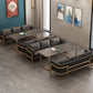 Industrial Sintered Stone Dinner Room Kitchen Table Black Table with Gold Frame for Dining Room Clearhalo ' dining_table' 'Dining Tables & Seating' 'Dining Tables' 'furn' 'furn_dining_table' 'Furniture' 'furniture_dining_table' 'Kitchen & Dining Furniture' 'kitchen&dining_furn' 'kitchen' 'kitchen_dining_table' 3864772