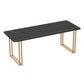 Industrial Sintered Stone Dinner Room Kitchen Table Black Table with Gold Frame for Dining Room 63"L x 27.6"W x 29.5"H Without Chairs Clearhalo ' dining_table' 'Dining Tables & Seating' 'Dining Tables' 'furn' 'furn_dining_table' 'Furniture' 'furniture_dining_table' 'Kitchen & Dining Furniture' 'kitchen&dining_furn' 'kitchen' 'kitchen_dining_table' 3864774