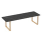 Industrial Sintered Stone Dinner Room Kitchen Table Black Table with Gold Frame for Dining Room 78.7"L x 27.6"W x 29.5"H Without Chairs Clearhalo ' dining_table' 'Dining Tables & Seating' 'Dining Tables' 'furn' 'furn_dining_table' 'Furniture' 'furniture_dining_table' 'Kitchen & Dining Furniture' 'kitchen&dining_furn' 'kitchen' 'kitchen_dining_table' 3864776