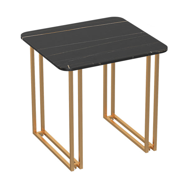 Industrial Sintered Stone Dinner Room Kitchen Table Black Table with Gold Frame for Dining Room 23.6"L x 23.6"W x 29.5"H Without Chairs Clearhalo ' dining_table' 'Dining Tables & Seating' 'Dining Tables' 'furn' 'furn_dining_table' 'Furniture' 'furniture_dining_table' 'Kitchen & Dining Furniture' 'kitchen&dining_furn' 'kitchen' 'kitchen_dining_table' 3864779