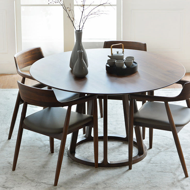 Round Pedestal Casual Dining Table Wood Color Fixed Table with Solid Wood Clearhalo ' dining_table' 'Dining Tables & Seating' 'Dining Tables' 'furn' 'furn_dining_table' 'Furniture' 'furniture_dining_table' 'Kitchen & Dining Furniture' 'kitchen&dining_furn' 'kitchen' 'kitchen_dining_table' 3864800