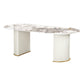 Glam Sintered Stone Dining Table Oval Shape Kitchen Dining Table with Double Pedestal Bases Gray Without Chairs Clearhalo ' dining_table' 'Dining Tables & Seating' 'Dining Tables' 'furn' 'furn_dining_table' 'Furniture' 'furniture_dining_table' 'Kitchen & Dining Furniture' 'kitchen&dining_furn' 'kitchen' 'kitchen_dining_table' 3864809