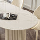 Glam Sintered Stone Dining Table Oval Shape Kitchen Dining Table with Double Pedestal Bases Clearhalo ' dining_table' 'Dining Tables & Seating' 'Dining Tables' 'furn' 'furn_dining_table' 'Furniture' 'furniture_dining_table' 'Kitchen & Dining Furniture' 'kitchen&dining_furn' 'kitchen' 'kitchen_dining_table' 3864816