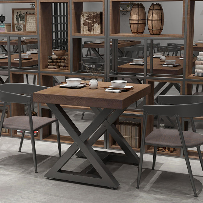 Industrial Square Dining Table Pine Solid Wood Table with Trestle Base Clearhalo ' dining_table' 'Dining Tables & Seating' 'Dining Tables' 'furn' 'furn_dining_table' 'Furniture' 'furniture_dining_table' 'Kitchen & Dining Furniture' 'kitchen&dining_furn' 'kitchen' 'kitchen_dining_table' 3864820