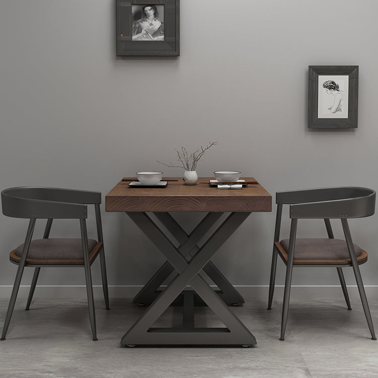 Industrial Square Dining Table Pine Solid Wood Table with Trestle Base Clearhalo ' dining_table' 'Dining Tables & Seating' 'Dining Tables' 'furn' 'furn_dining_table' 'Furniture' 'furniture_dining_table' 'Kitchen & Dining Furniture' 'kitchen&dining_furn' 'kitchen' 'kitchen_dining_table' 3864833