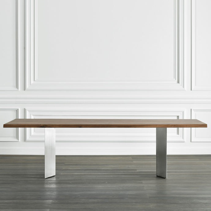 Solid Wood Brown Tone Dining Table Glam Style Double Pedestal Table for Dining Room Without Chairs Clearhalo ' dining_table' 'Dining Tables & Seating' 'Dining Tables' 'furn' 'furn_dining_table' 'Furniture' 'furniture_dining_table' 'Kitchen & Dining Furniture' 'kitchen&dining_furn' 'kitchen' 'kitchen_dining_table' 3864836