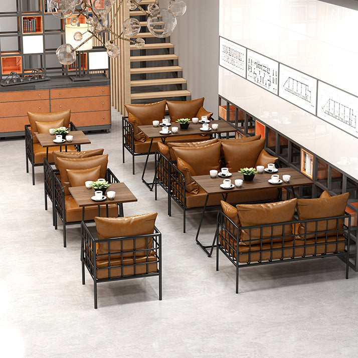 Industrial Style Solid Wood Dinner Room Kitchen Table Brown Sled Base Table for Dining Room Clearhalo ' dining_table' 'Dining Tables & Seating' 'Dining Tables' 'furn' 'furn_dining_table' 'Furniture' 'furniture_dining_table' 'Kitchen & Dining Furniture' 'kitchen&dining_furn' 'kitchen' 'kitchen_dining_table' 3864847