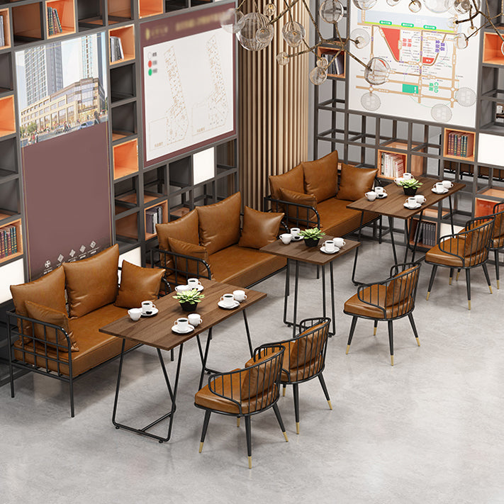 Industrial Style Solid Wood Dinner Room Kitchen Table Brown Sled Base Table for Dining Room Clearhalo ' dining_table' 'Dining Tables & Seating' 'Dining Tables' 'furn' 'furn_dining_table' 'Furniture' 'furniture_dining_table' 'Kitchen & Dining Furniture' 'kitchen&dining_furn' 'kitchen' 'kitchen_dining_table' 3864850
