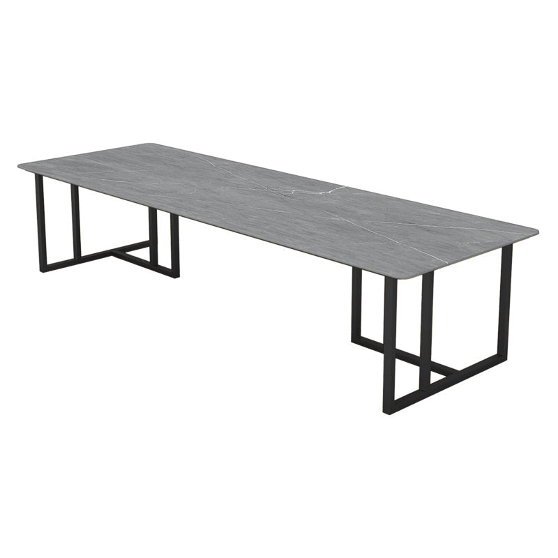 Stone Double Pedestal Table Industrial Dining Table Rectangle for Kitchen Home Black Without Chairs Clearhalo ' dining_table' 'Dining Tables & Seating' 'Dining Tables' 'furn' 'furn_dining_table' 'Furniture' 'furniture_dining_table' 'Kitchen & Dining Furniture' 'kitchen&dining_furn' 'kitchen' 'kitchen_dining_table' 3864855