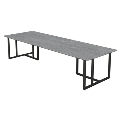 Stone Double Pedestal Table Industrial Dining Table Rectangle for Kitchen Home Black Without Chairs Clearhalo ' dining_table' 'Dining Tables & Seating' 'Dining Tables' 'furn' 'furn_dining_table' 'Furniture' 'furniture_dining_table' 'Kitchen & Dining Furniture' 'kitchen&dining_furn' 'kitchen' 'kitchen_dining_table' 3864855
