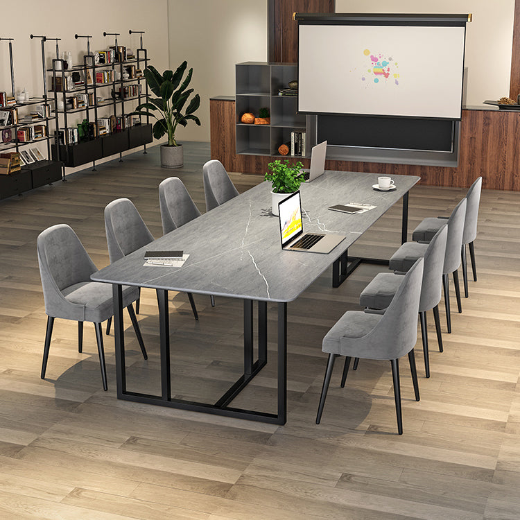 Stone Double Pedestal Table Industrial Dining Table Rectangle for Kitchen Home Clearhalo ' dining_table' 'Dining Tables & Seating' 'Dining Tables' 'furn' 'furn_dining_table' 'Furniture' 'furniture_dining_table' 'Kitchen & Dining Furniture' 'kitchen&dining_furn' 'kitchen' 'kitchen_dining_table' 3864857