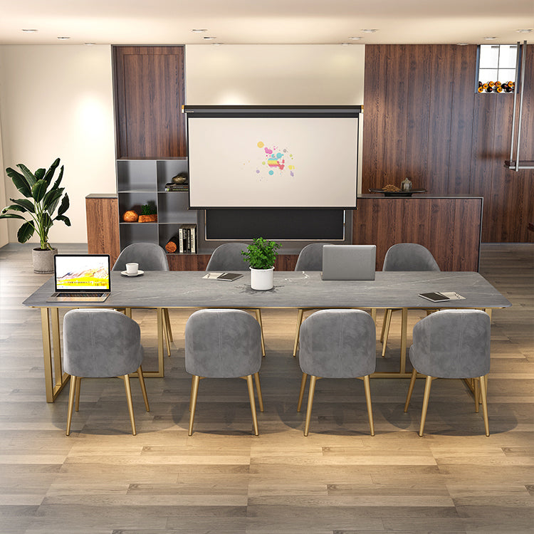 Stone Double Pedestal Table Industrial Dining Table Rectangle for Kitchen Home Clearhalo ' dining_table' 'Dining Tables & Seating' 'Dining Tables' 'furn' 'furn_dining_table' 'Furniture' 'furniture_dining_table' 'Kitchen & Dining Furniture' 'kitchen&dining_furn' 'kitchen' 'kitchen_dining_table' 3864858