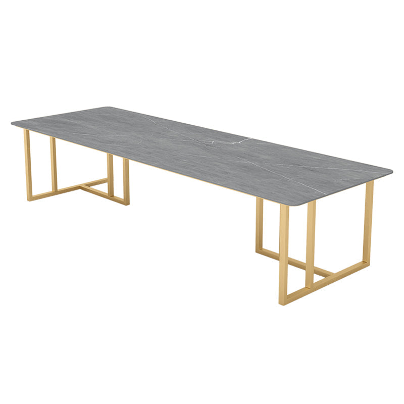 Stone Double Pedestal Table Industrial Dining Table Rectangle for Kitchen Home Gold Without Chairs Clearhalo ' dining_table' 'Dining Tables & Seating' 'Dining Tables' 'furn' 'furn_dining_table' 'Furniture' 'furniture_dining_table' 'Kitchen & Dining Furniture' 'kitchen&dining_furn' 'kitchen' 'kitchen_dining_table' 3864859