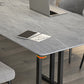 Stone Double Pedestal Table Industrial Dining Table Rectangle for Kitchen Home Clearhalo ' dining_table' 'Dining Tables & Seating' 'Dining Tables' 'furn' 'furn_dining_table' 'Furniture' 'furniture_dining_table' 'Kitchen & Dining Furniture' 'kitchen&dining_furn' 'kitchen' 'kitchen_dining_table' 3864860