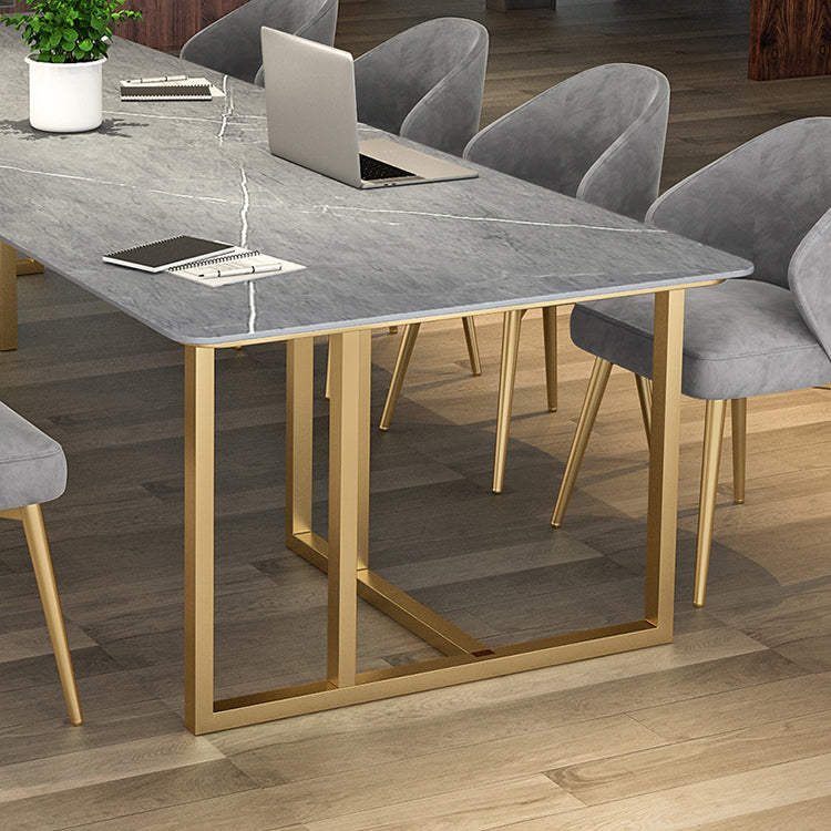 Stone Double Pedestal Table Industrial Dining Table Rectangle for Kitchen Home Clearhalo ' dining_table' 'Dining Tables & Seating' 'Dining Tables' 'furn' 'furn_dining_table' 'Furniture' 'furniture_dining_table' 'Kitchen & Dining Furniture' 'kitchen&dining_furn' 'kitchen' 'kitchen_dining_table' 3864861