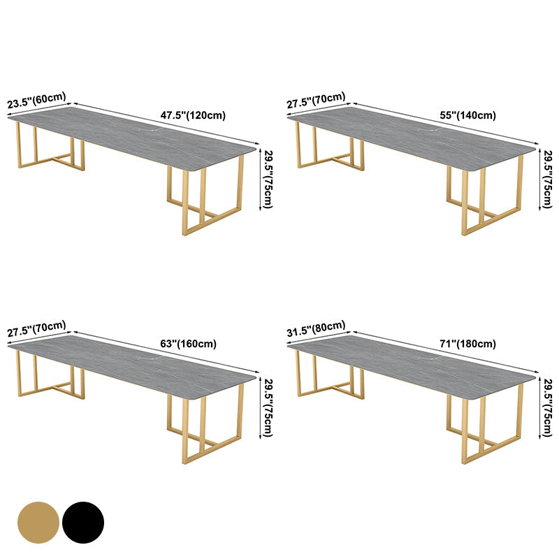 Stone Double Pedestal Table Industrial Dining Table Rectangle for Kitchen Home Clearhalo ' dining_table' 'Dining Tables & Seating' 'Dining Tables' 'furn' 'furn_dining_table' 'Furniture' 'furniture_dining_table' 'Kitchen & Dining Furniture' 'kitchen&dining_furn' 'kitchen' 'kitchen_dining_table' 3864864