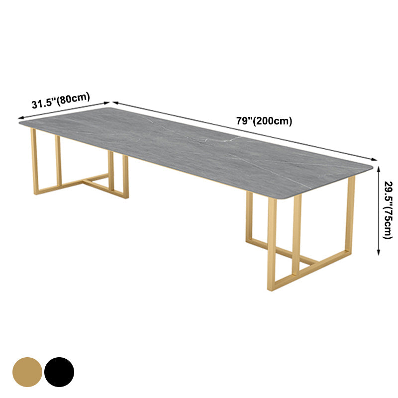 Stone Double Pedestal Table Industrial Dining Table Rectangle for Kitchen Home Clearhalo ' dining_table' 'Dining Tables & Seating' 'Dining Tables' 'furn' 'furn_dining_table' 'Furniture' 'furniture_dining_table' 'Kitchen & Dining Furniture' 'kitchen&dining_furn' 'kitchen' 'kitchen_dining_table' 3864865