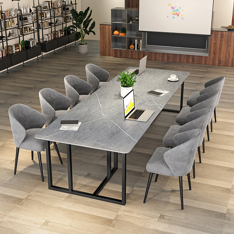 Stone Double Pedestal Table Industrial Dining Table Rectangle for Kitchen Home Clearhalo ' dining_table' 'Dining Tables & Seating' 'Dining Tables' 'furn' 'furn_dining_table' 'Furniture' 'furniture_dining_table' 'Kitchen & Dining Furniture' 'kitchen&dining_furn' 'kitchen' 'kitchen_dining_table' 3864868