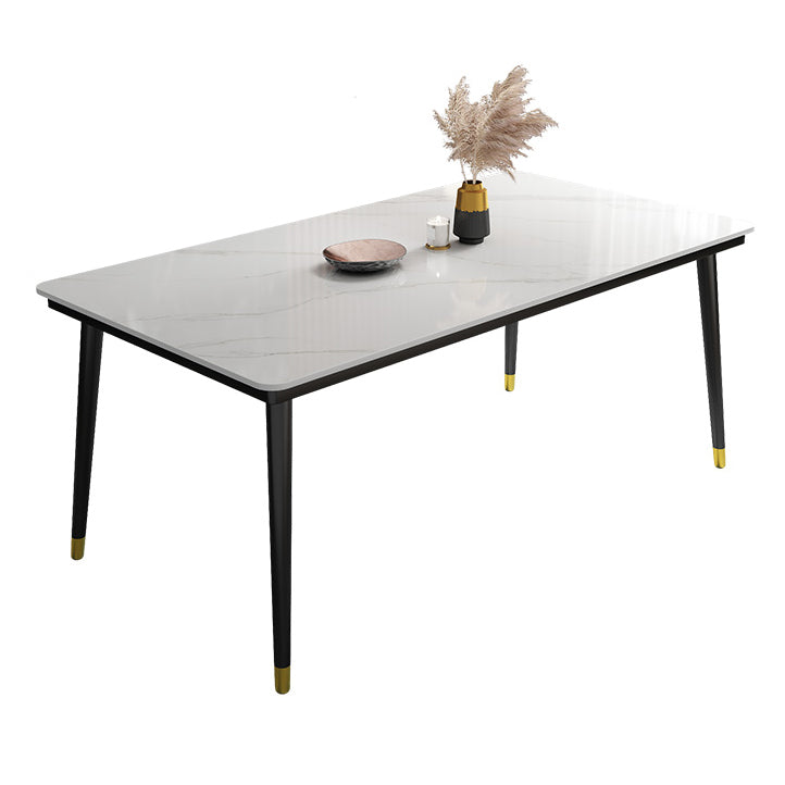 Industrial Sintered Stone Scratch Resistant Dining Table Metallic Base Rectangle Table for Home Gray Without Chairs Clearhalo ' dining_table' 'Dining Tables & Seating' 'Dining Tables' 'furn' 'furn_dining_table' 'Furniture' 'furniture_dining_table' 'Kitchen & Dining Furniture' 'kitchen&dining_furn' 'kitchen' 'kitchen_dining_table' 3864881